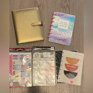 Happy Planner Mini Deluxe cover, mermaid notes, extension,accessories bundle lot